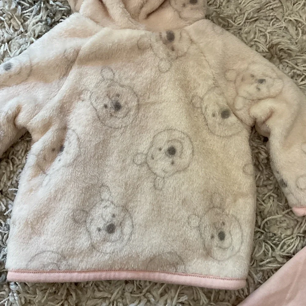 Disney Baby Winnie the Pooh Faux Fur‎ Hoodie and Leggings Set Pink Cream 3-6M